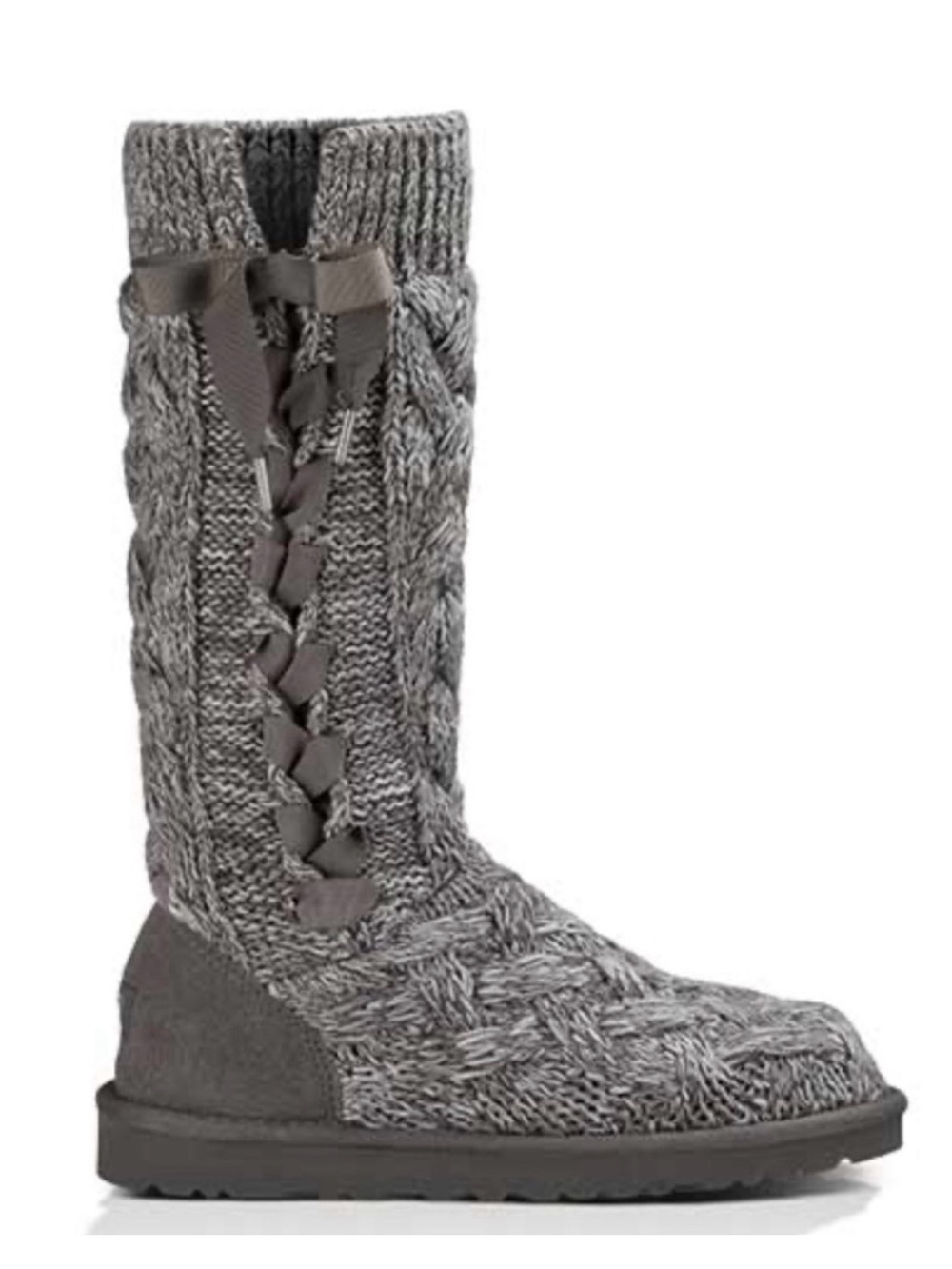 UGG Women’s Mahalya Ribbon Tie Cable Knit Boots *like NEW* size 9